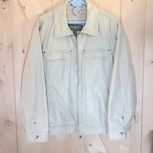 Vintage Eddie Bauer Mens XL Jacket Full Zip Outdoor Utility Barn Coat Beige
